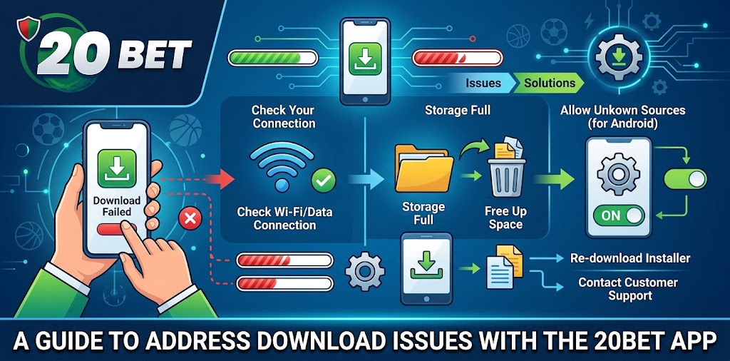 A guide to address download issues with the 20BET app