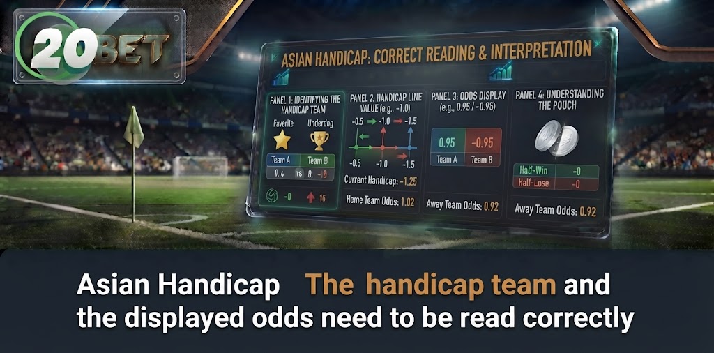 Asian Handicap The handicap team and the displayed odds need to be read correctly