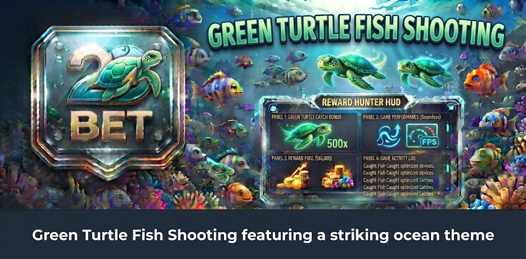 Green Turtle Fish Shooting featuring a striking ocean theme