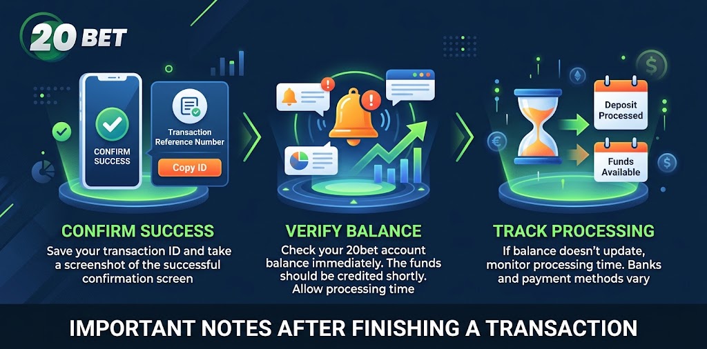 Important notes after finishing a transaction