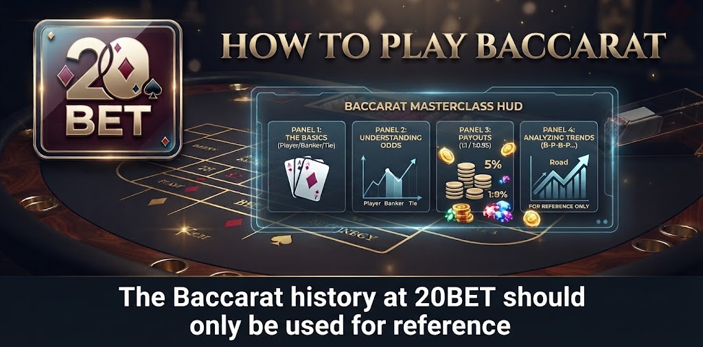 The Baccarat history at 20BET should only be used for reference