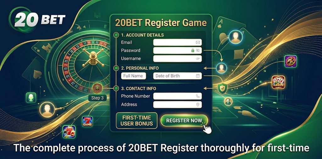 The complete process of 20BET Register thoroughly for first-time